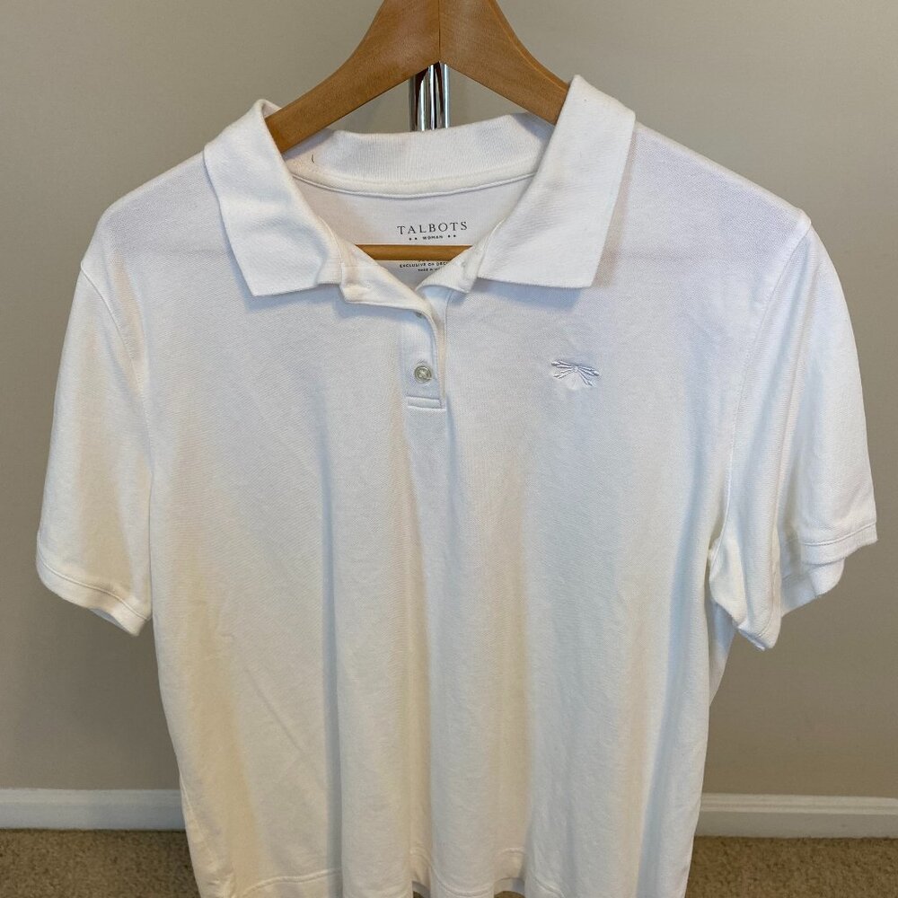 Talbots Dragonfly Polo Shirt - White - 1X